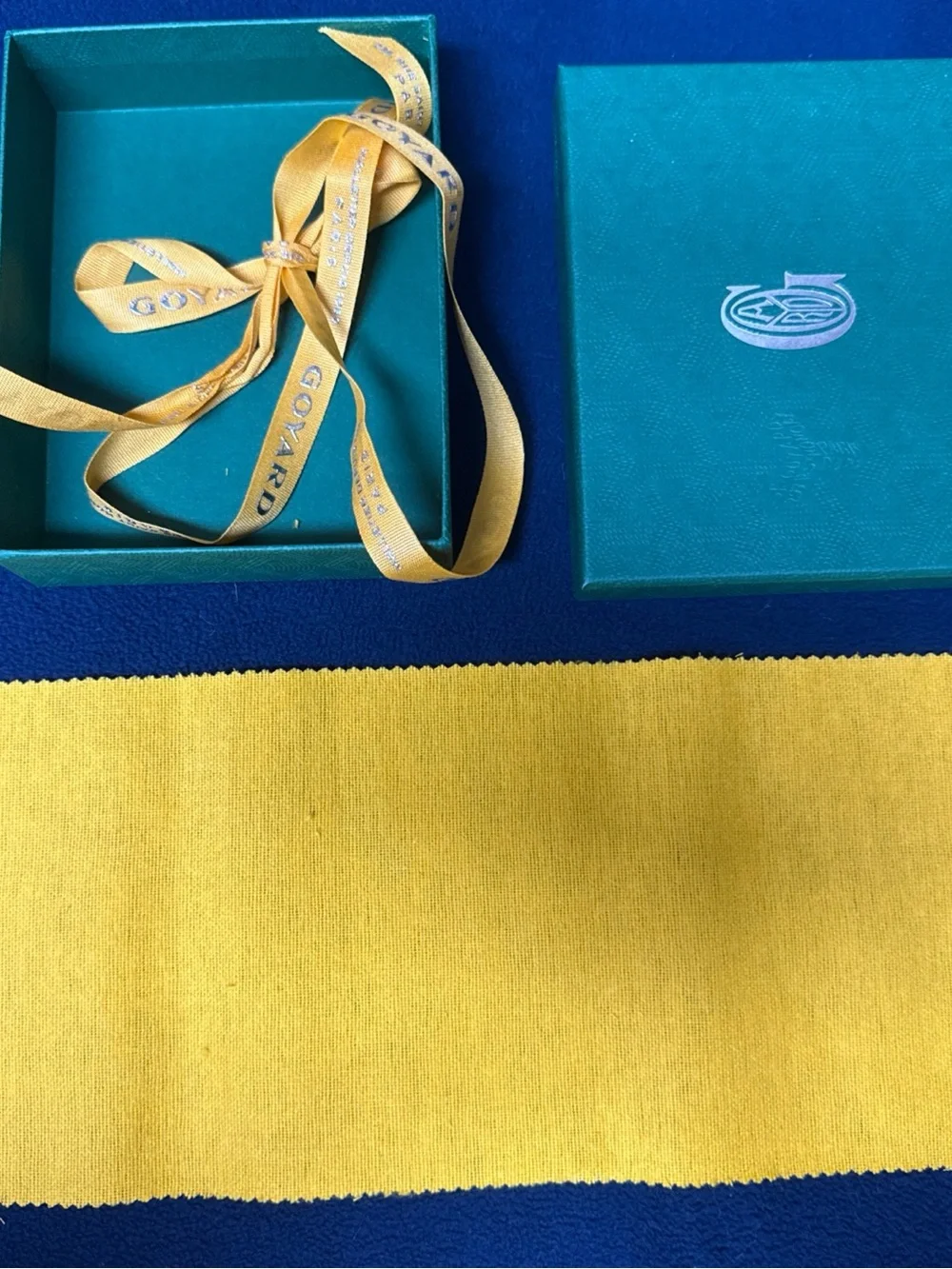 Goyard Empty Small Box 6x4.5x1.5” Yellow Ribbon & Fabric Insert